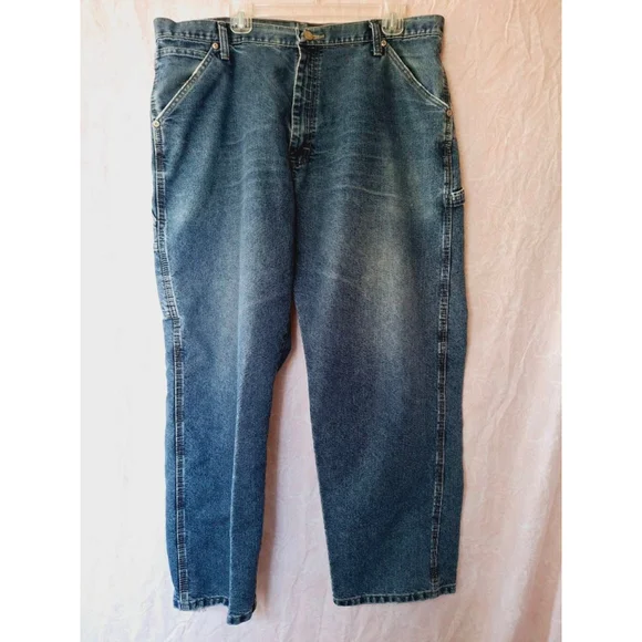 Wrangler Blue Carpenter 38X30 bootcut cowboy construction worker jeans - Picture 2 of 4